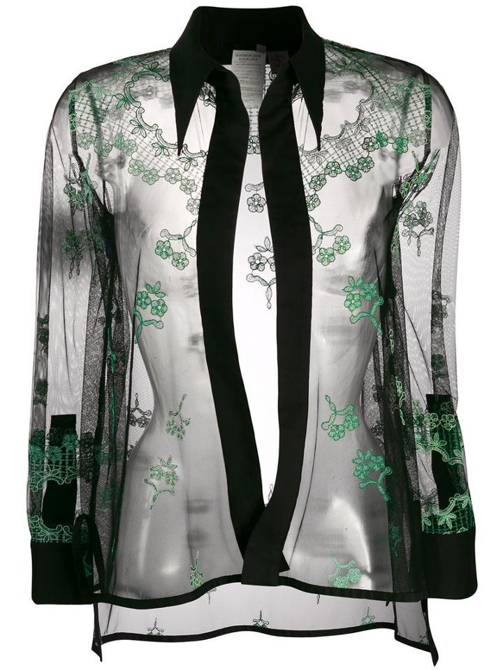 Yohji Yamamoto Pre-owned Embroidered Sheer Shirt - Black
