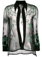 Yohji Yamamoto Pre-owned Embroidered Sheer Shirt - Black