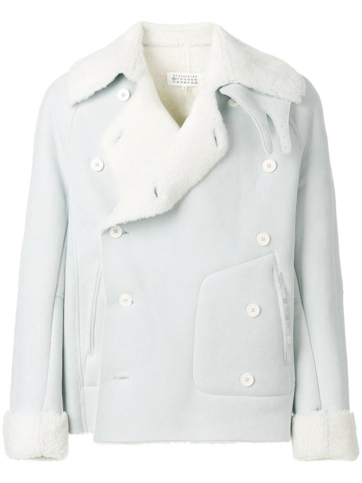 Maison Margiela Shearling Double-breasted Coat - Blue