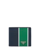 Prada Saffiano Stripe Bi-fold Wallet - Blue