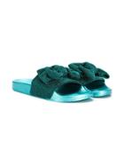 Colors Of California Kids Teen Bow Detail Slides - Green