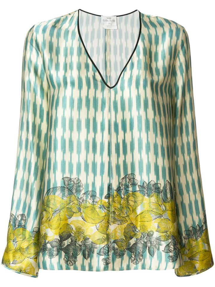 Forte Forte Printed V-neck Blouse - Nude & Neutrals
