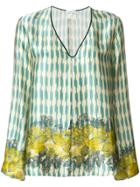 Forte Forte Printed V-neck Blouse - Nude & Neutrals