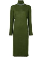 Common Wild High Neck Sweater Dress - Green