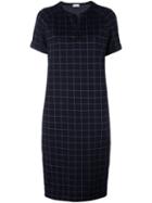 Brunello Cucinelli Grid Check Dress, Women's, Size: Large, Blue, Silk/cotton/acetate/virgin Wool