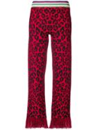 Alanui Fringed Leopard Print Trousers - Red
