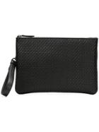 Ermenegildo Zegna Pelle Tessuta Pouch Bag - Black