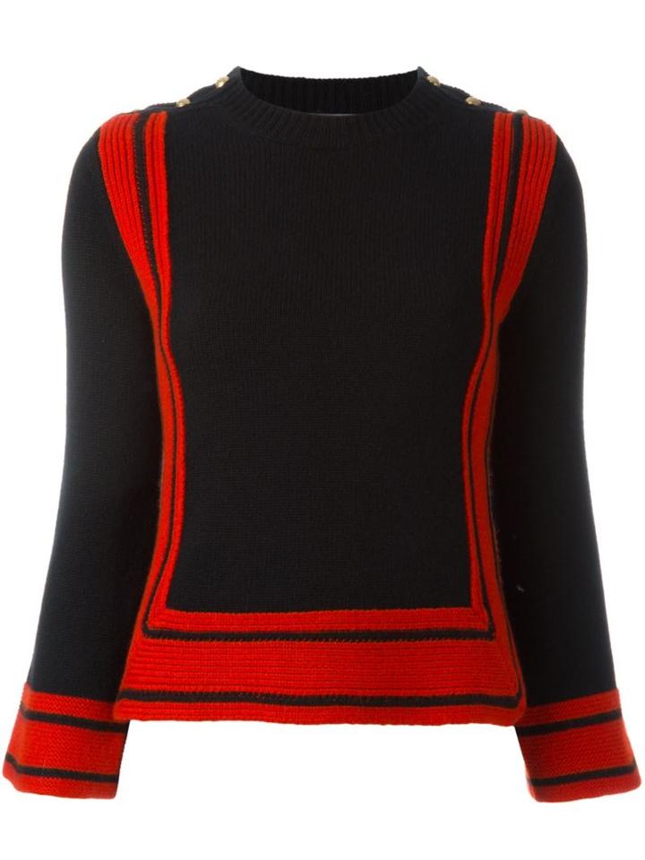 Alexander Mcqueen Striped Crew Neck Jumper, Women's, Size: Xs, Black, Cashmere