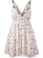 Giamba Floral Print Pleated Dress, Women's, Size: 38, White, Cotton/polyester