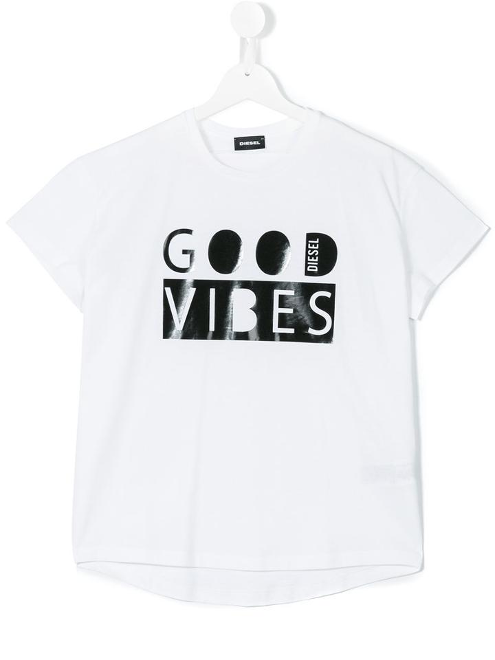 Diesel Kids - Printed T-shirt - Kids - Cotton - 7 Yrs, Girl's, White