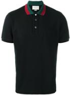 Gucci Web Collar Polo Shirt, Men's, Size: Small, Black, Cotton/spandex/elastane