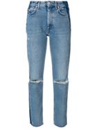Heron Preston Distressed Straight Leg Jeans - Blue