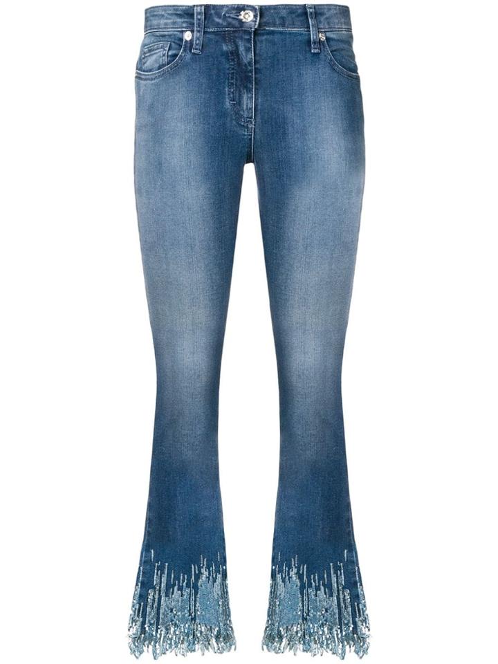 Blumarine Sequin Cropped Flared Jeans - Blue
