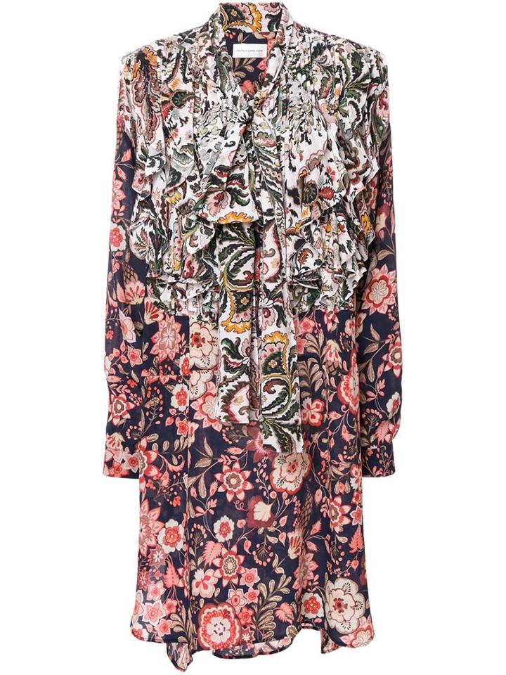 Faith Connexion Floral Print Ruffled Dress, Women's, Size: 42, Silk