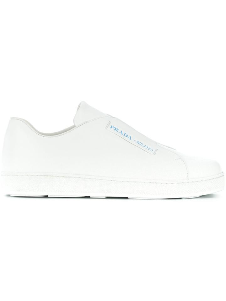 Prada Logo Slip-on Sneakers - White
