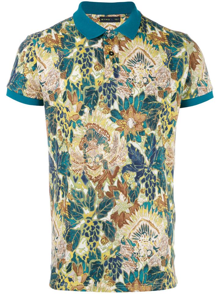 Etro - Printed Polo Shirt - Men - Cotton - M, Blue, Cotton