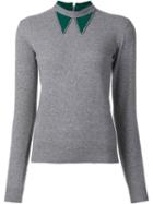 No21 Embellished Collar Jumper, Women's, Size: 44, Grey, Cashmere/virgin Wool