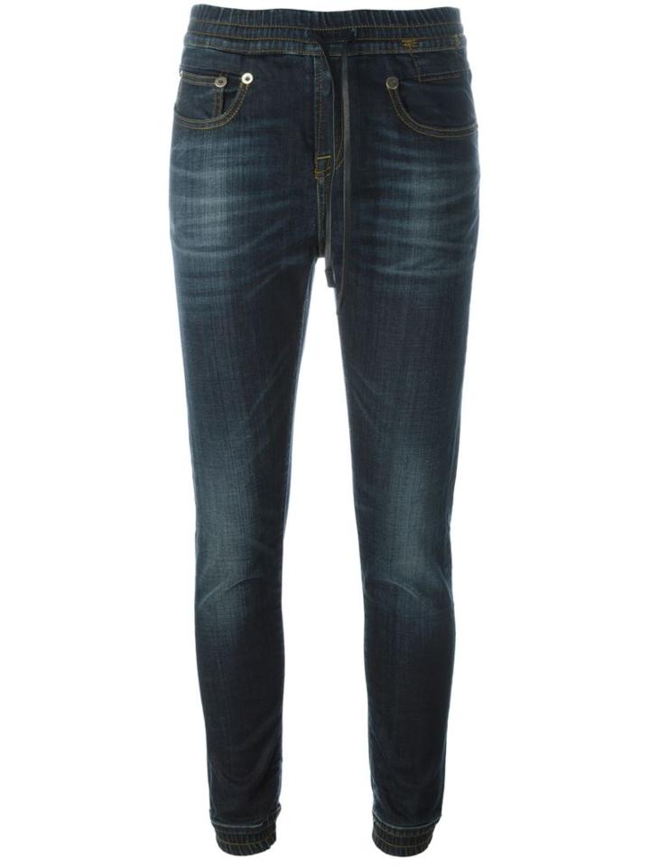 R13 Drawstring Waist Tapered Jeans, Women's, Size: M, Blue, Cotton/polyester/polybutylene Terephthalate Pbt/spandex/elastane