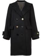 Sacai Double Breasted Band Collar Coat - Black