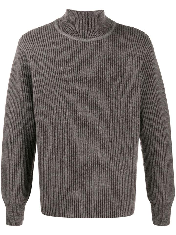 Maison Kitsuné Ribbed Turtleneck Jumper - Brown