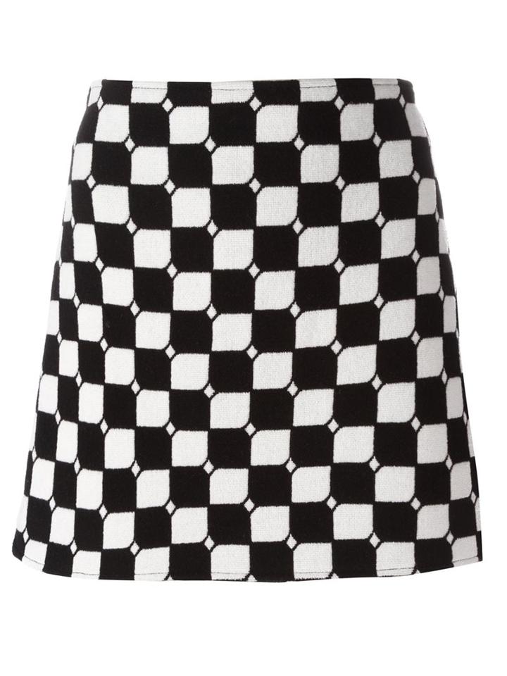Courrèges Checked Straight Skirt, Women's, Size: 38, Black, Polyamide/cupro/wool