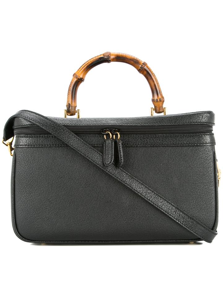 Gucci Vintage Bamboo 2-way Vanity Bag - Black