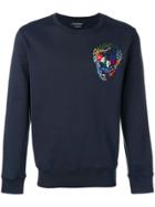 Alexander Mcqueen Embroidered Skull Sweatshirt - Blue