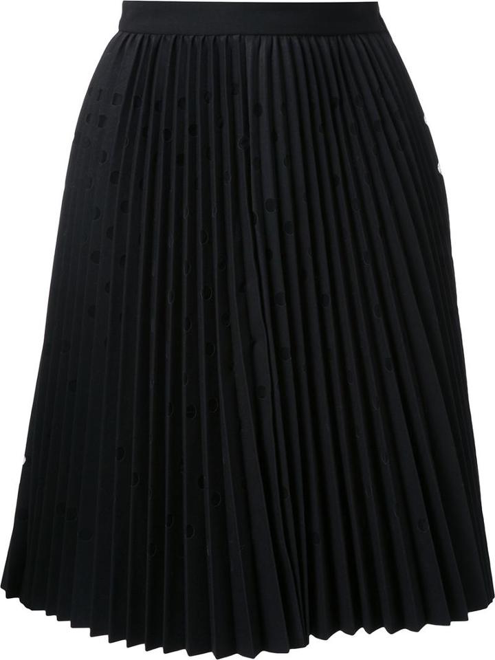 Msgm - Pleated Dot Skirt - Women - Cotton/polyester/spandex/elastane/viscose - 40, Black, Cotton/polyester/spandex/elastane/viscose