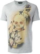 Alexander Mcqueen Skull And Bird Print T-shirt, Men's, Size: Xxl, Grey, Cotton