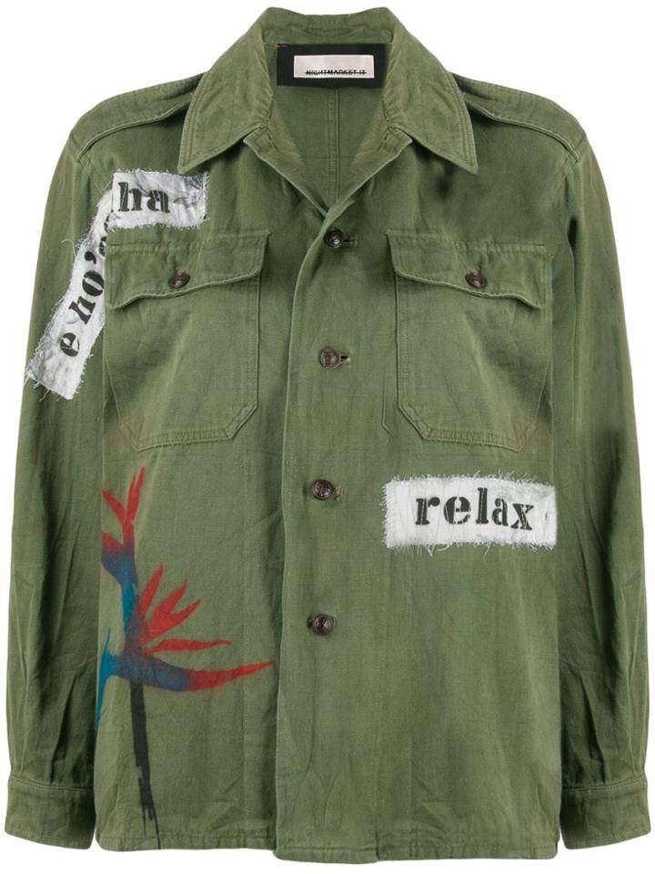 Night Market Graphic-print Army Shirt - Green