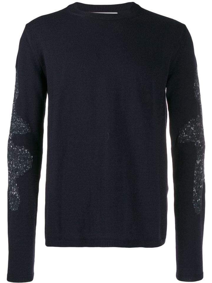 Comme Des Garçons Shirt Contrast Knit Jumper - Blue