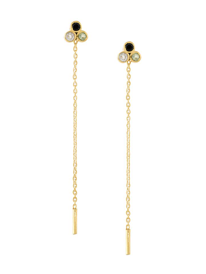 Maya Magal Triple Stone Chain Studs - Metallic