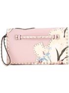 Valentino Rockstud Clutch, Women's, Pink/purple, Calf Leather/metal