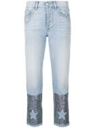 Don't Cry Straight Sequin And Star Patch Jeans - Blue
