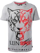 Plein Sport Tiger Print T-shirt, Men's, Size: Medium, Grey