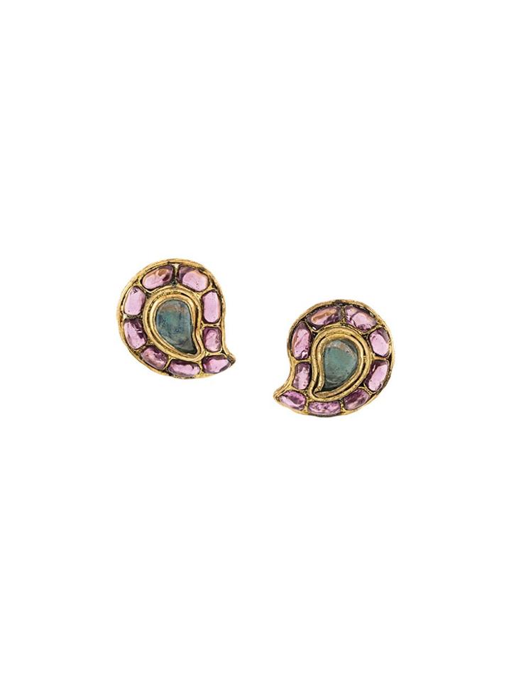 Chanel Vintage Teardrop Clip-on Earrings - Multicolour