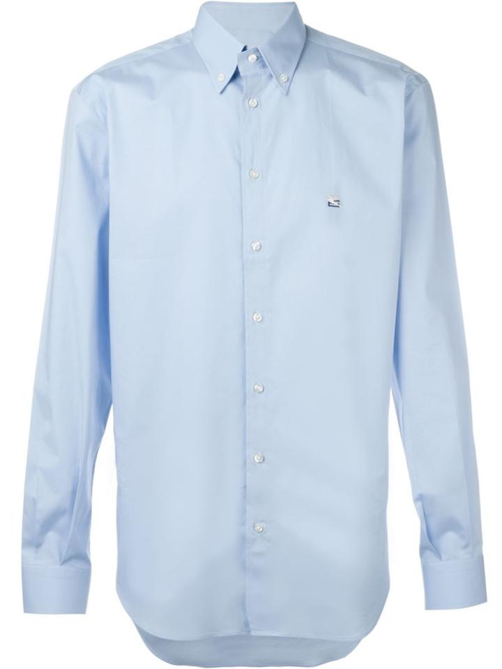 Etro Button Down Shirt, Men's, Size: 39, Blue, Cotton/spandex/elastane