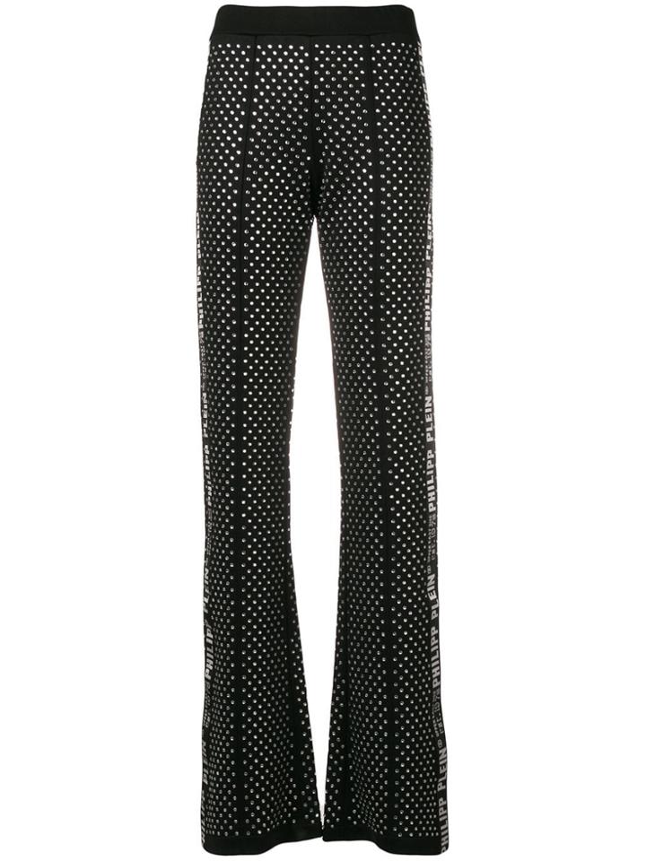 Philipp Plein Bootcut Logo Printed Trousers - Black
