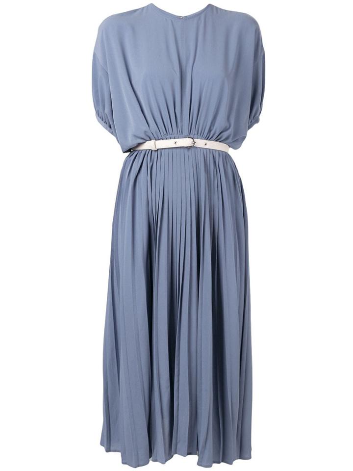 Le Ciel Bleu Georgette Pleated Dress - Blue