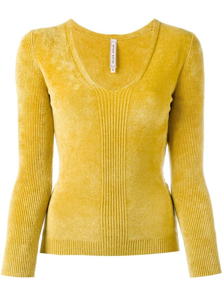 Antonio Marras V-neck Jumper, Women's, Size: Large, Yellow/orange, Viscose/polyamide