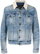 Saint Laurent Contrast Collar Denim Jacket - Blue