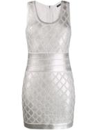 Balmain Metallic Woven Dress - White