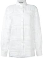 Ermanno Scervino Embroidered Detail Shirt, Women's, Size: 44, White, Cotton/ramie