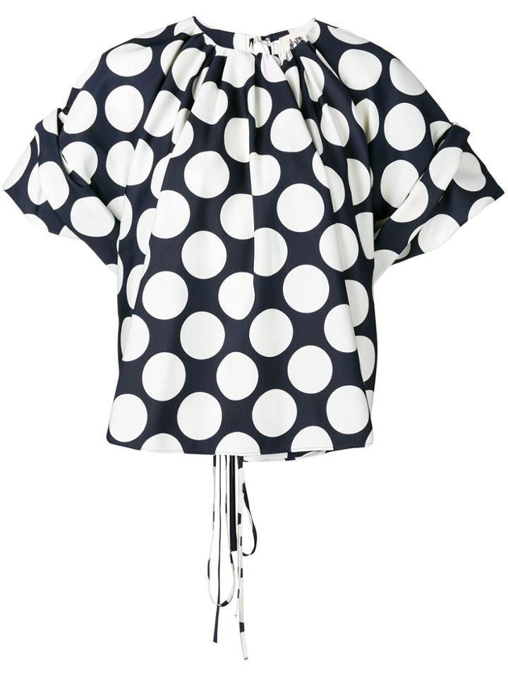 A.w.a.k.e. Polka Dot Flared Blouse - Blue