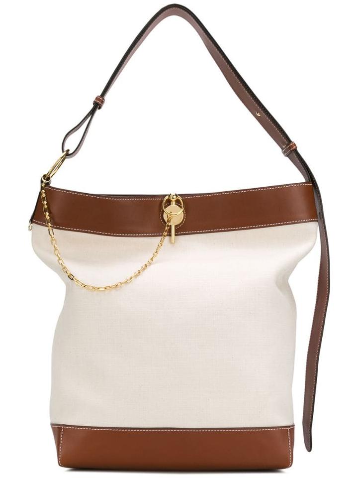 Jw Anderson Large Brown Calico Keyts Tote - White