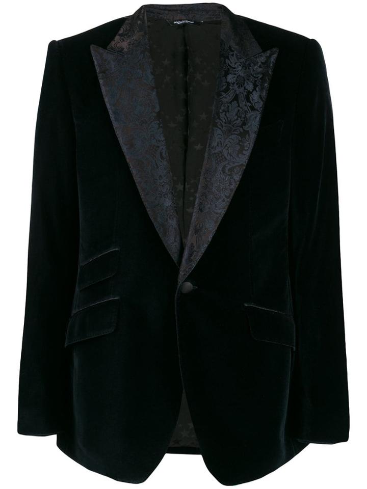 Dolce & Gabbana Blazer With Floral Lining - Blue