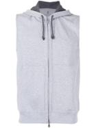 Sleeveless Zip-up Hoodie - Men - Cotton/polyamide - Xl, Grey, Cotton/polyamide, Brunello Cucinelli