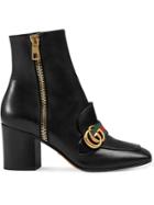 Gucci Leather Mid-heel Ankle Boot - Black