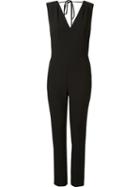 Andrea Marques V-neck Fitted Waist Jumpsuit, Women's, Size: 42, Black, Acetate/viscose