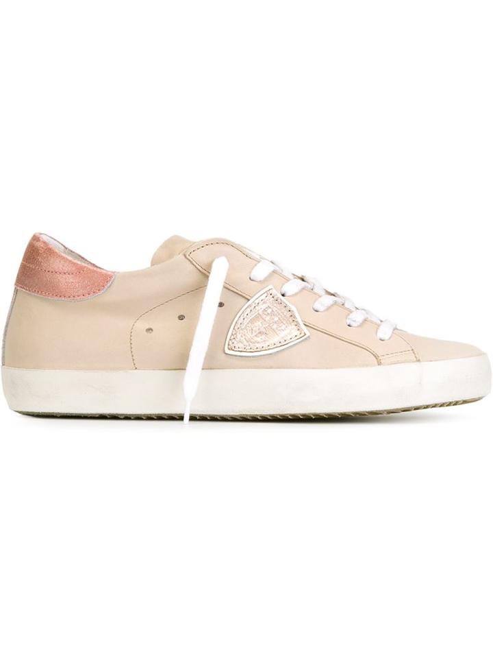 Philippe Model Logo Patch Sneakers, Women's, Size: 35, Nude/neutrals, Leather/rubber